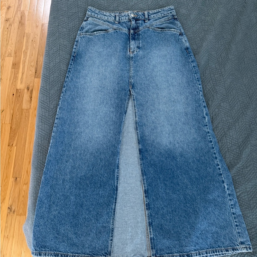 Free people denim maxi skirt